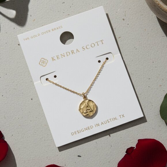 Kendra Scott "A" Initial Gold Minimalist Necklace Personalized Letter A Pendant - Picture 1 of 5
